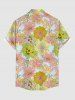 Flower Leaf Print Buttons Pocket Hawaii Shirt For Men -  