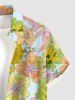 Flower Leaf Print Buttons Pocket Hawaii Shirt For Men -  