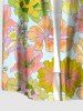 Flower Leaf Print Buttons Pocket Hawaii Shirt For Men -  