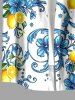 Lemon Flowers Print Buttons Pocket Hawaii Shirt For Men - Bleu clair XL