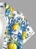 Lemon Flowers Print Buttons Pocket Hawaii Shirt For Men - Bleu clair XL