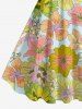 Flower Leaf Print Hawaii Tank Dress -  