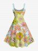 Flower Leaf Print Hawaii Tank Dress -  