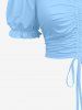 Cinched Ruched Ruffles Cold Shoulder Cami Top -  