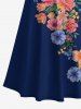 Flowers Leaf Print Cold Shoulder Crisscross Hawaii Maxi Dress -  
