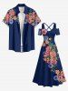 Flowers Leaf Print Cold Shoulder Crisscross Hawaii Maxi Dress -  