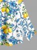 Lemon Flowers Print Split Hawaii Skirt -  