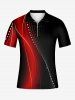Ombre Colorblock Curve Print Zipper Hawaii Polo Shirt For Men -  