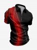 Ombre Colorblock Curve Print Zipper Hawaii Polo Shirt For Men -  