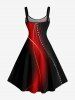 Ombre Colorblock Curve Print Hawaii Tank Dress - Rouge 4X