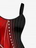 Ombre Colorblock Curve Print Hawaii Tank Dress - Rouge 4X