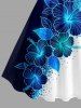 Hibiscus Flower Leaf Print Hawaii A Line Dress -  