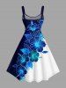 Hibiscus Flower Leaf Print Hawaii A Line Dress -  