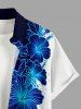 Hibiscus Flower Leaf Print Hawaii Button Pocket Shirt For Men -  