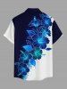 Hibiscus Flower Leaf Print Hawaii Button Pocket Shirt For Men -  