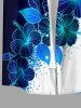 Hibiscus Flower Leaf Print Hawaii Button Pocket Shirt For Men -  