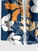 Flower Leaf Print Hawaii Button Pocket Shirt For Men -  