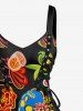 Funny Skulls Skeleton Flower Print Hawaii Lace Up A Line Dress -  
