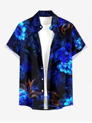 Flowers Glitter 3D Print Buttons Pocket Hawaii Shirt For Men -  