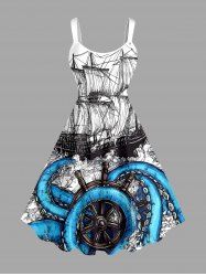 Octopus Sailboat Ship Rudder Cruise Print Hawaii Tank Dress - Pers 1X