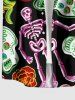 Funny Skulls Skeleton Flower Print Matching Hawaii Beach Outfit For Couples -  