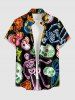 Funny Skulls Skeleton Flower Print Matching Hawaii Beach Outfit For Couples -  