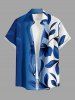Leaf Branch Ombre Print Hawaii Button Pocket Shirt For Men -  