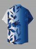 Leaf Branch Ombre Print Hawaii Button Pocket Shirt For Men -  
