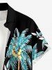 Coconut Tree Flowers Leaf Print Buttons Pocket Hawaii Shirt For Men -  