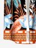 Coconut Tree Flowers Leaf Print Buttons Pocket Hawaii Shirt For Men -  