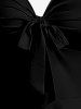 Coconut Tree Flowers Leaf Print Crisscross Straps Bowknot Hawaii Tank Dress -  
