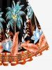 Coconut Tree Flowers Leaf Print Crisscross Straps Bowknot Hawaii Tank Dress -  