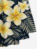 Tropical Leaf Hibiscus Flower Print Hawaii Twist A Line Dress -  