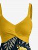 Tropical Leaf Hibiscus Flower Print Hawaii Twist A Line Dress -  