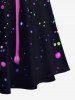 Colorful Paint Drop Print Hawaii  Cold Shoulder Crisscross A Line Maxi Dress -  