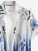 Leaf Flower Light Beam Print Hawaii Button Pocket Shirt For Men -  