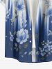 Leaf Flower Light Beam Print Hawaii Button Pocket Shirt For Men -  