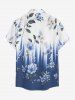 Leaf Flower Light Beam Print Hawaii Button Pocket Shirt For Men -  