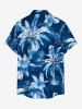Coconut Tree Flower Leaf Print Buttons Pocket Hawaii Shirt For Men -  
