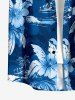 Coconut Tree Flower Leaf Print Buttons Pocket Hawaii Shirt For Men -  