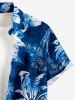 Coconut Tree Flower Leaf Print Buttons Pocket Hawaii Shirt For Men -  