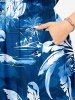 Coconut Tree Flower Leaf Print Split Hawaii Midi Dress - Bleu XS
