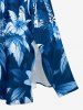 Coconut Tree Flower Leaf Print Split Hawaii Midi Dress - Bleu XS