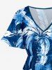 Coconut Tree Flower Leaf Print Split Hawaii Midi Dress - Bleu XS
