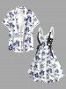 Coconut Tree Skulls Print Lace Up Grommets Hawaii Tank Dress -  
