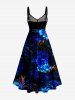 Flowers Glitter 3D Print Twist Hawaii Tank Dress -  