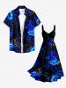 Flowers Glitter 3D Print Twist Hawaii Tank Dress -  