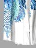 Tropical Leaf Hibiscus Flower Print Hawaii Button Pocket Shirt For Men -  