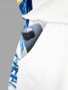 Tropical Leaf Hibiscus Flower Print Hawaii Drawstring Pocket Romper - Bleu 6X