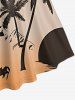 Coconut Tree Ombre Print Crisscross Straps Bowknot Hawaii Tank Dress - Rose orange XS